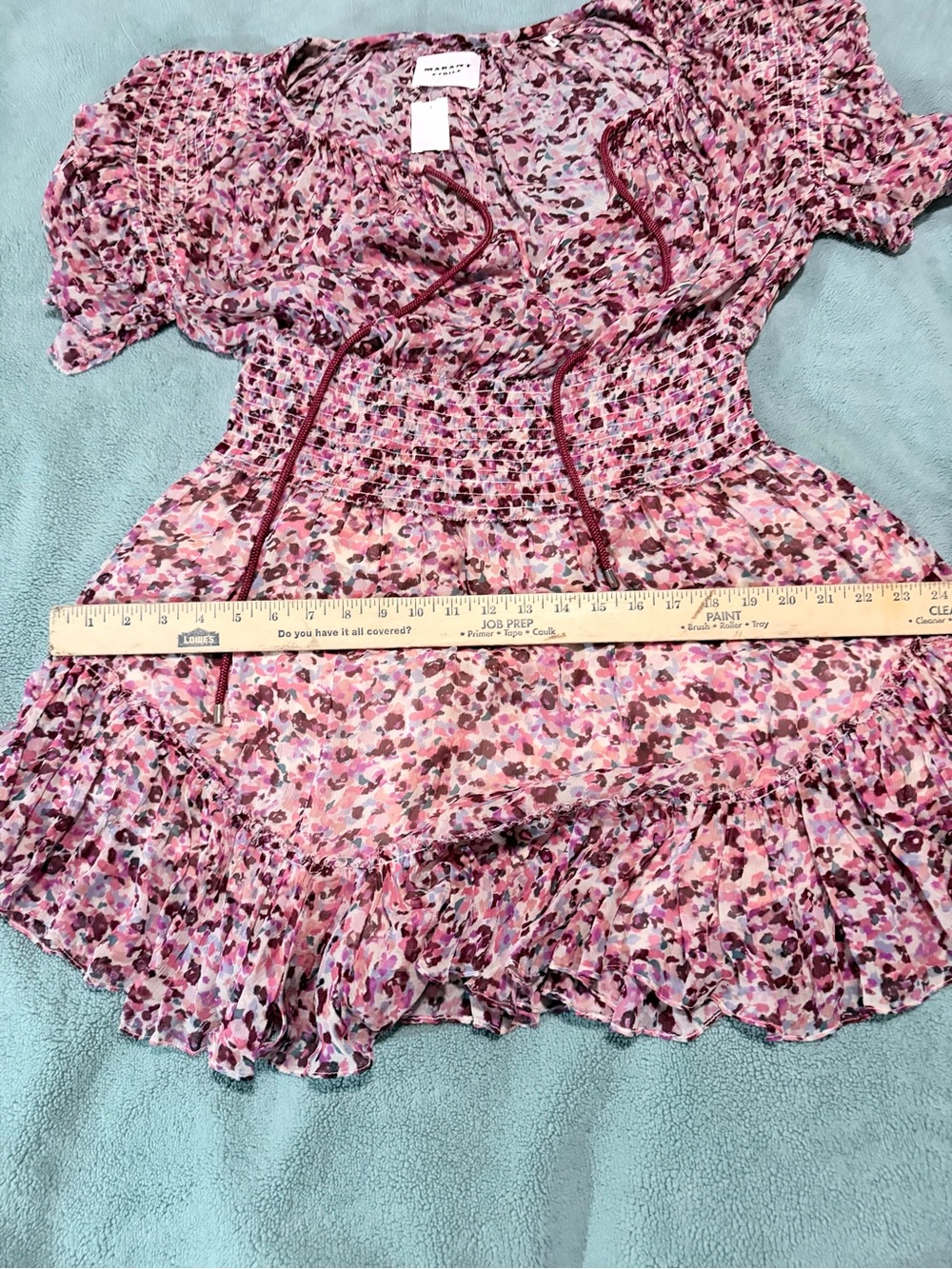 Isabel Marant Étoile Floral Ruffle Mini Dress Smocked Tiered Size 8 - Picture 5 of 6
